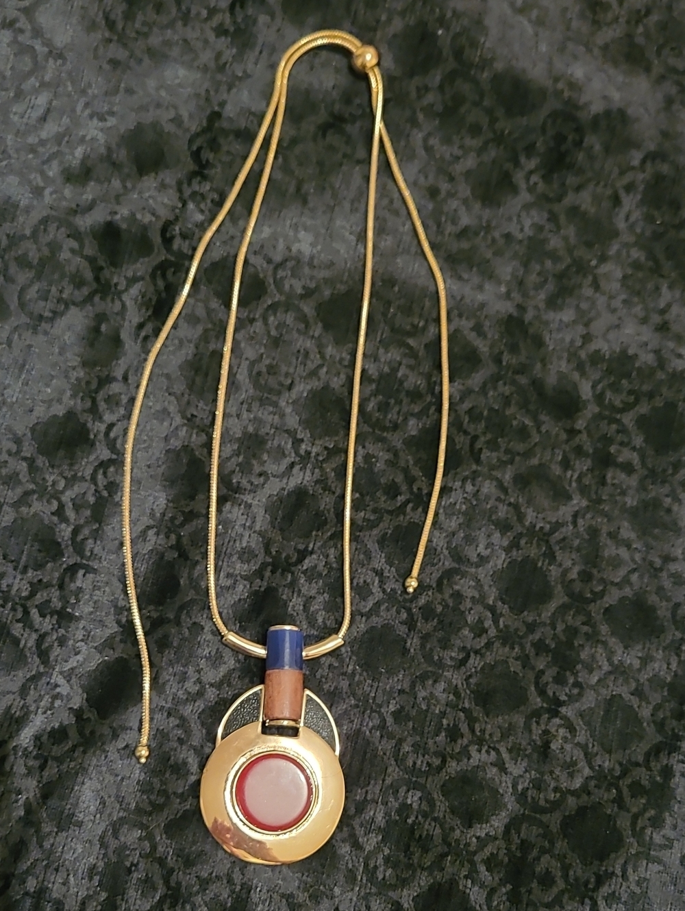 2/$22 Chico's Zoe Collection Geometric Goldtone Adjustable Pendant Necklace